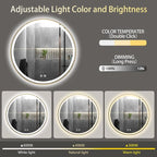 Itrue 36 Inch LED Bathroom Round Mirror, Adjustable Color Temp & Brightness - Image 3