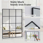 Dewfig Rectangle Window Mirror Wall Mounted, Large Black Mirrors - Image 6