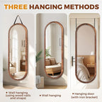 16"x48" Oval Full Length Mirror Solid Wood Wall Mirror - Image 3