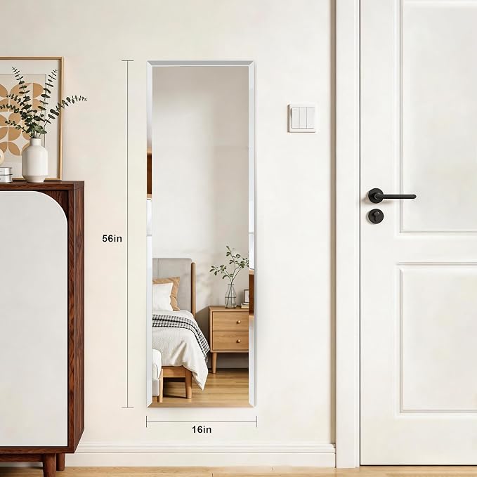 Frameless Mirror Full Length 56”x16”| Wall Mount Mirror Full Length Beveled - Image 3