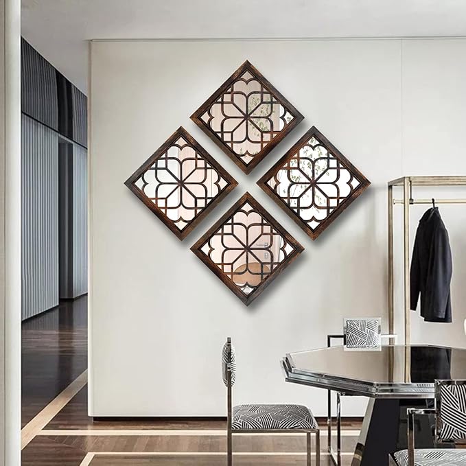 Wocred 2 PCS Square Wall Mirror, Gorgeous Rustic Farmhouse Accent Mirror - Image 5