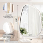 Asymmetrical Mirror Small 26"x18" Irregular Wall Mirror Modern Wood Frame - Image 7