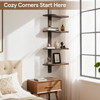 Afuly Mid Century Modern Decor Floating Shelves Walnut Display Shelf Wall Unit - Image 7