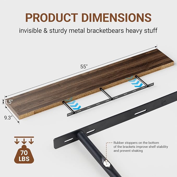 Heimlove 9.3" Deep Floating Shelves - Image 3