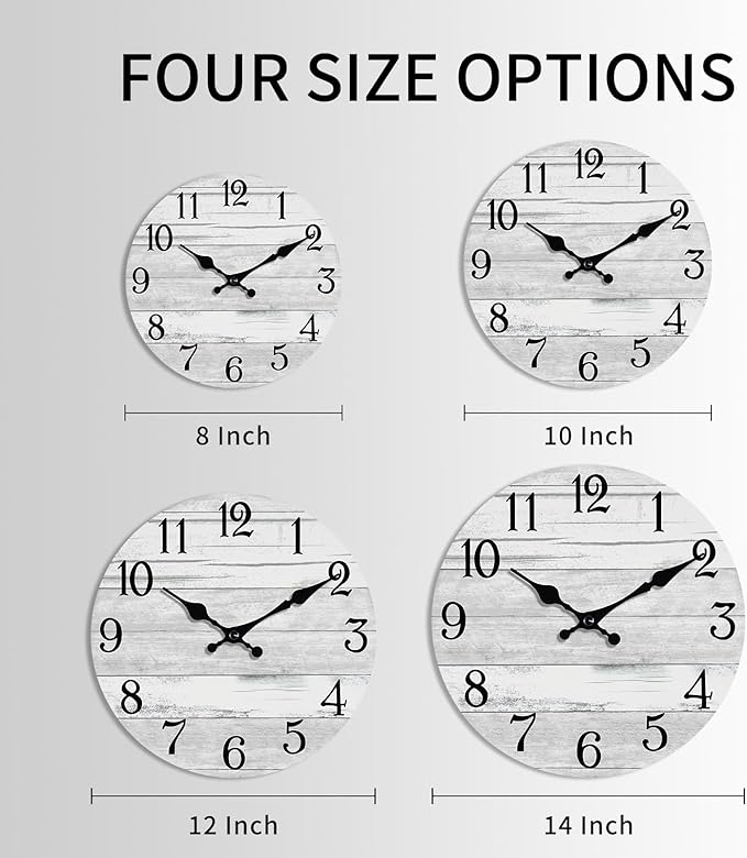 KECYET Wall Clock Battery Operated 14 Inch Large Gray Silent Non Ticking - Image 2