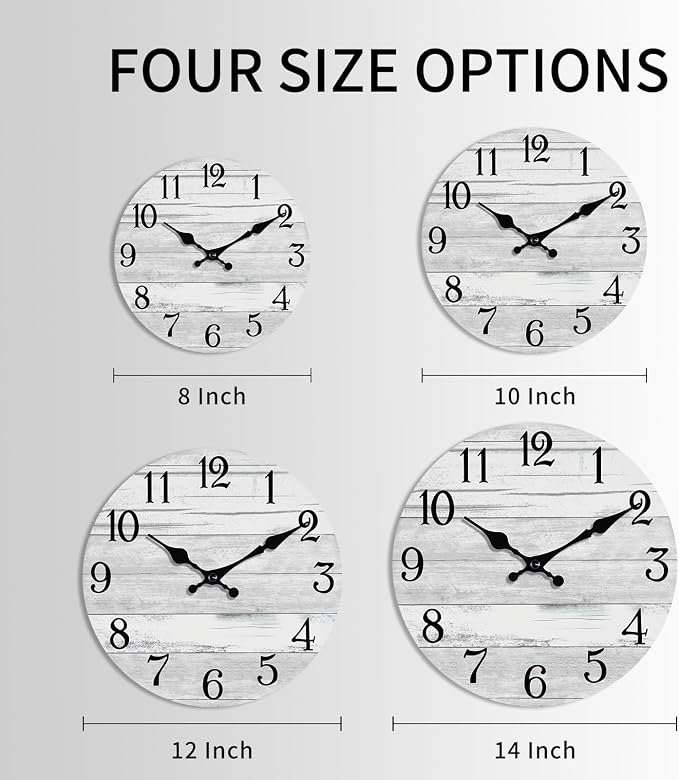 KECYET Wall Clock Battery Operated 8 Inch Gray Silent Non Ticking Country - Image 2