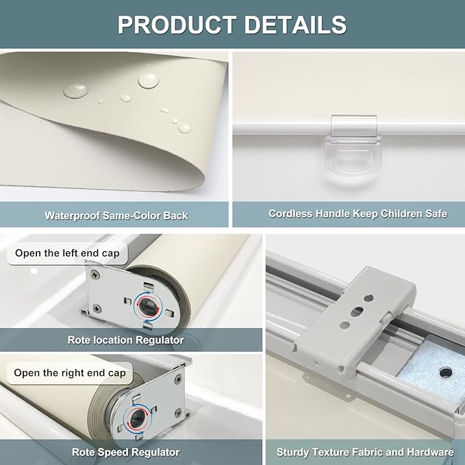 AOSKY Cordless Roller Shades Blackout Blinds - Image 7