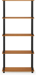 Furinno TURN-N-TUBE Storage Shelves, 5-Tier Book Shelf, Corner Shelf, Toolless - Image 4