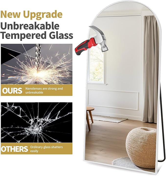 Dewfig Arched Full Length Mirror, Oversized Full Body Mirrors - Image 7