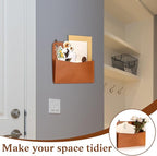 3 Pcs PU Leather Mail Holder Wall Mount Brown PU Leather Letter Holder Vintage - Image 6