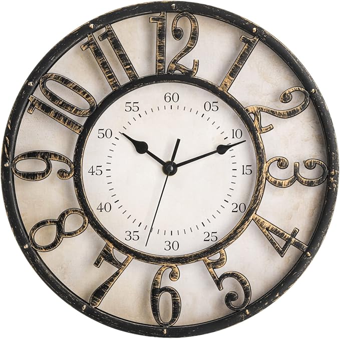 ZOOFOX 12 Inch Retro Wall Clock, Silent Non-Ticking Battery Operated Movement by zoofox