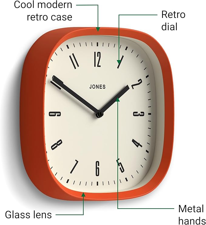 JONES CLOCKS® Marvel Wall Clock | Modern Retro Rounded Square Clock | 10 inch | - Image 4