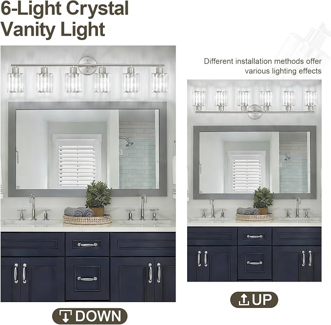Crystal Bathroom Light Fixtures, Bathroom Lighting Fixtures Over Mirror - Image 5