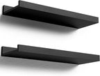Boswillon Floating Shelves Wall Mounted Set of 2, Modern Black Wall Shelves by Boswillon