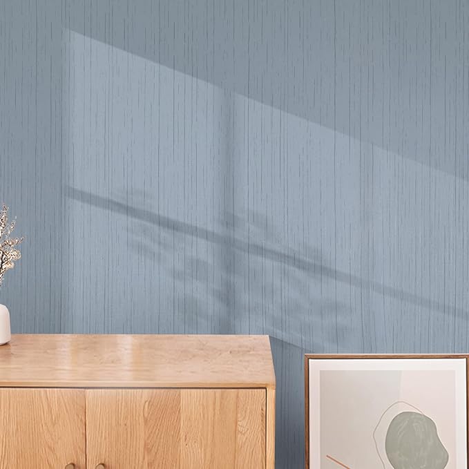 Grasscloth Peel and Stick Wallpaper Grey Blue 15.74" X 118.11" Fabric Textured - Image 3