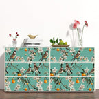 Teal White Bird Floral Wallpaper Peel and Stick, Fresh Orange Tree Contact Paper - Image 6
