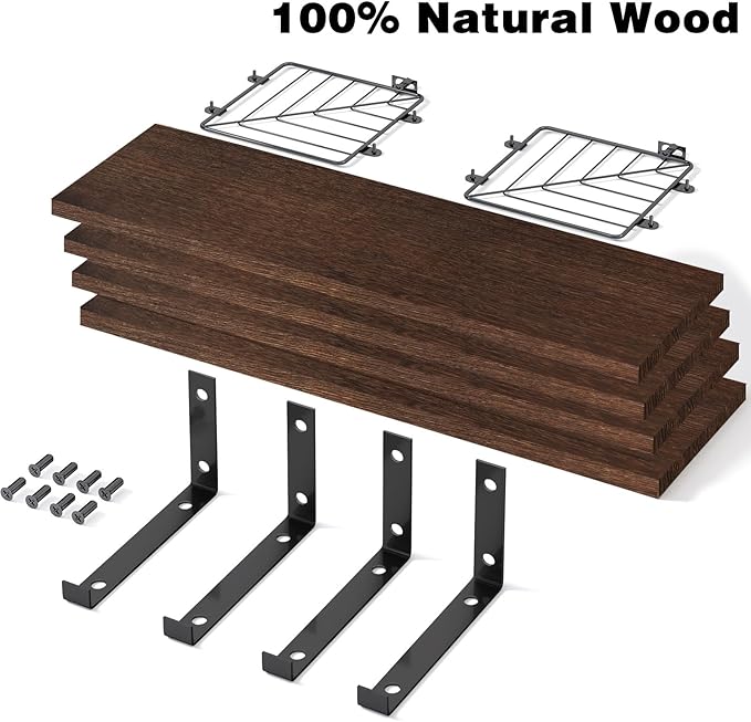 Fixwal Bathroom Floating Shelves Over Toilet, 15.8in Farmhouse Rustic Wood - Image 4