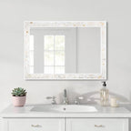 Mosaic Mirrors for Wall 20x28 Inch, Natural Mother of Pearl Inlay White Framed - Image 5