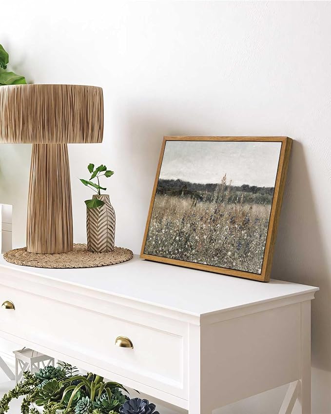InSimSea Framed Canvas Wall Art Vintage Decor, Wildflower Field Canvas Wall Art - Image 3