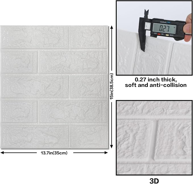 30PCS 3D Wall Panels Peel and Stick Foam, Self-Adhesive Decorative 3D Brick - Image 4