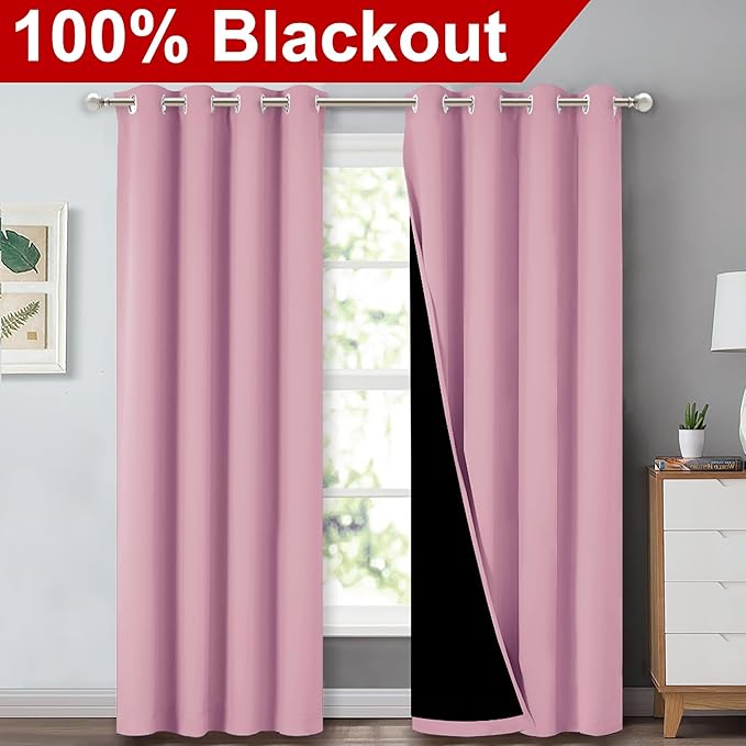 NICETOWN Full Shading Curtains 90" Long 2 Panels Set - Image 2