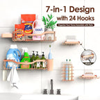 NESOMI Shower Caddy Adhesive Shower Organizer 7-Pack, Rustproof Stainless Steel - Image 7