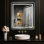 LOAAO 24"X28" LED Mirror for Bathroom, Lighted Bathroom Mirror by LOAAO