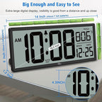 WallarGe Backlight Digital Wall Clock Battery Operated - - Image 8