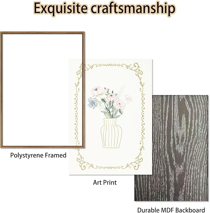 KISSFOX 3 Piece Floral Framed Wall Art Flower Pictures Wall Decor Wildflowers - Image 5