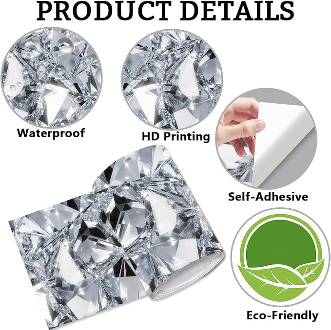 Diamond Wallpaper Border Peel and Stick 196.9 x 3.9 Inch Wall Border Trim - Image 6