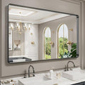 LOAAO Black Metal Framed Bathroom Mirror by LOAAO