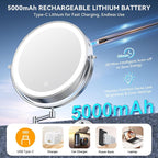 10'' 30X/1X Wall Mounted Lighted Makeup Mirror, 5000mAh Rechargeable - Image 3