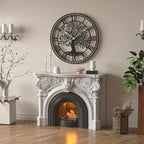Micasso Vintage Oversize Wall Clock: 38Inch Farmhouse Tree of Life Metal - Image 6