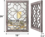 Set of 2 19x26 Inch Large Brown Shatterproof Rectangular Wall Mirrors, Boho - Image 2