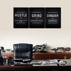 KAWAHONE Inspiration Canvas Wall Art Large, Grind Hustle Conquer Quotes Poster - Image 4