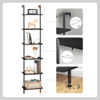 HOOBRO DIY Ladder Shelf, 6-Tier Wooden Wall Mounted Bookshelf, Narrow Bookcase - Image 5