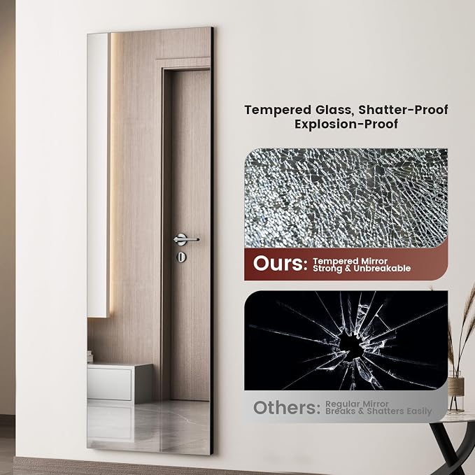 Kosmonia 58x18 Frameless Full Length Silver Coating Mirror w/Distortion Free - Image 7
