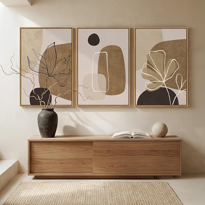 Large Framed Neutral Boho Wall Art - Image 4