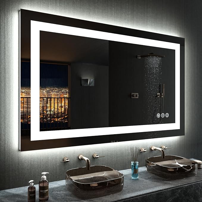 LOAAO 48"X32" LED Bathroom Mirror by LOAAO