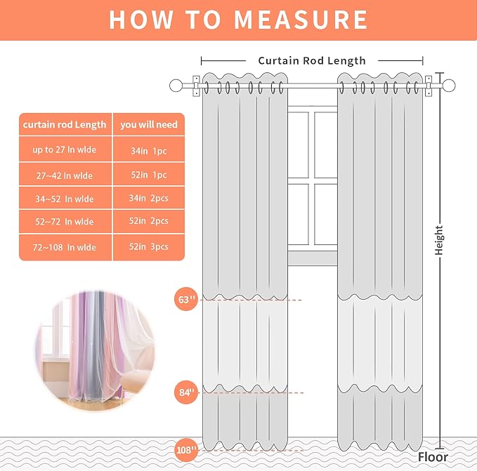 XiDi Curtains for Bedroom Decor, Rainbow GreyPinkPu-52-45 - Image 3