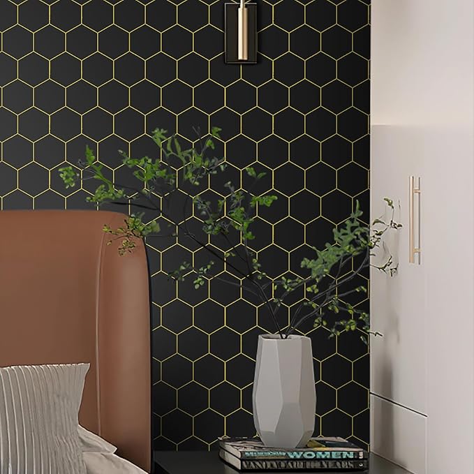 Black and Gold Wallpaper Geometric Peel and Stick Wallpaper - Image 6
