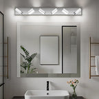 Modern LED Bathroom Lights Fixtures 6-Light, Stainless Steel Chrome Acrylic - Image 7