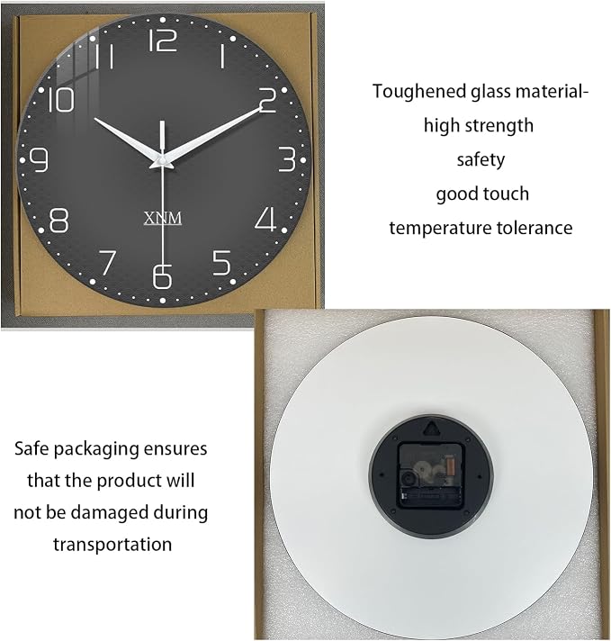 XNM Dark Grey Wall Clock for Bedroom Glass Modren Simple Wall Clock Battery - Image 6