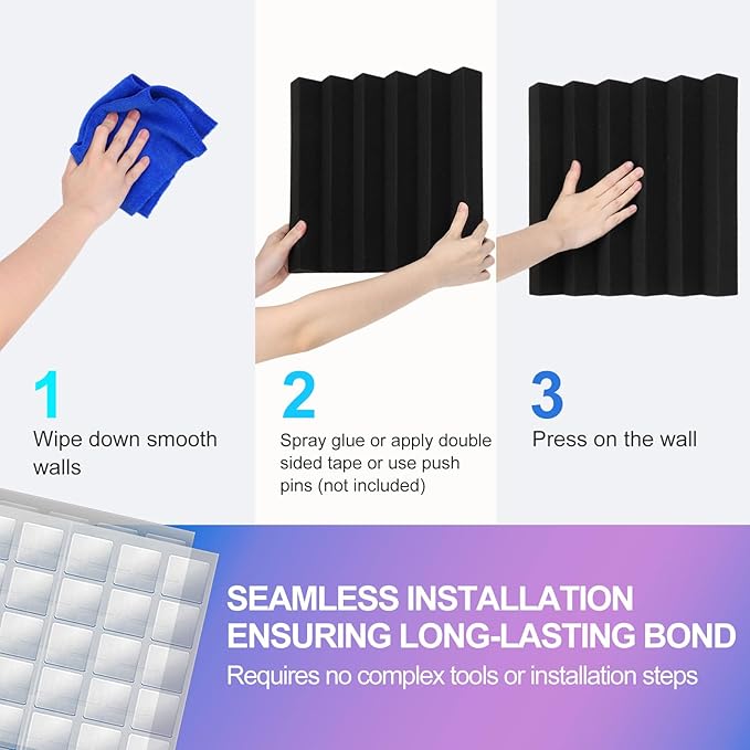 JBER Acoustic Panels Studio Foam Wedges Fireproof Soundproof Padding Wall - Image 5