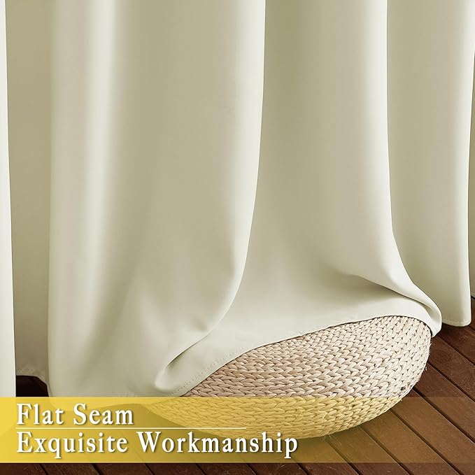 NICETOWN Room Darkening Beige Curtain 80 inch Length, Grommet Thermal Insulated - Image 7