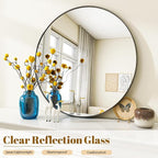 VooBang Black Round Bathroom Mirror, 20 inch Circle Wall Mounted Hanging Mirror - Image 4