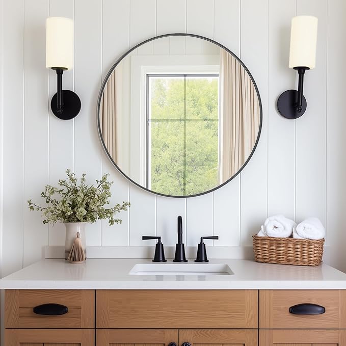 DUMOS Black Circle Mirror for Wall 24.02 inch, Bathroom Round Mirror for Over by DumosLifestyle