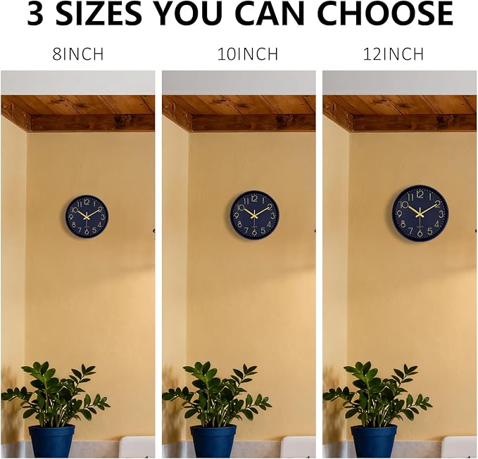 Wall Clock, Silent Wall Clocks Battery Operated 10 Inch- Modern Non Ticking - Image 8