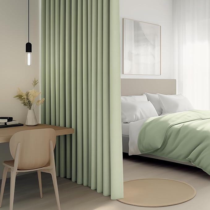 FMFUNCTEX 100% Green Blackout Patio Sliding Glass Door Curtains 84 inch Length - Image 4