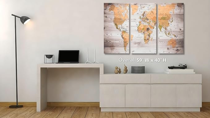 Large world map poster can be directly hung 40"x20"x3 modern framed wall art - Image 4
